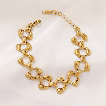 Gold Heart & Bow Chain Bracelet