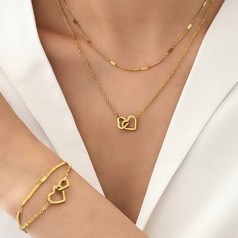 3pc Interlocking Heart Jewelry Set