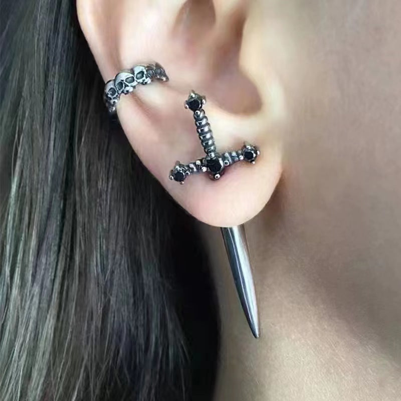 Gem Sword Stud Earrings