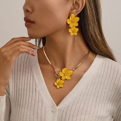 3pc Elegant Flower Pendant Jewelry Set