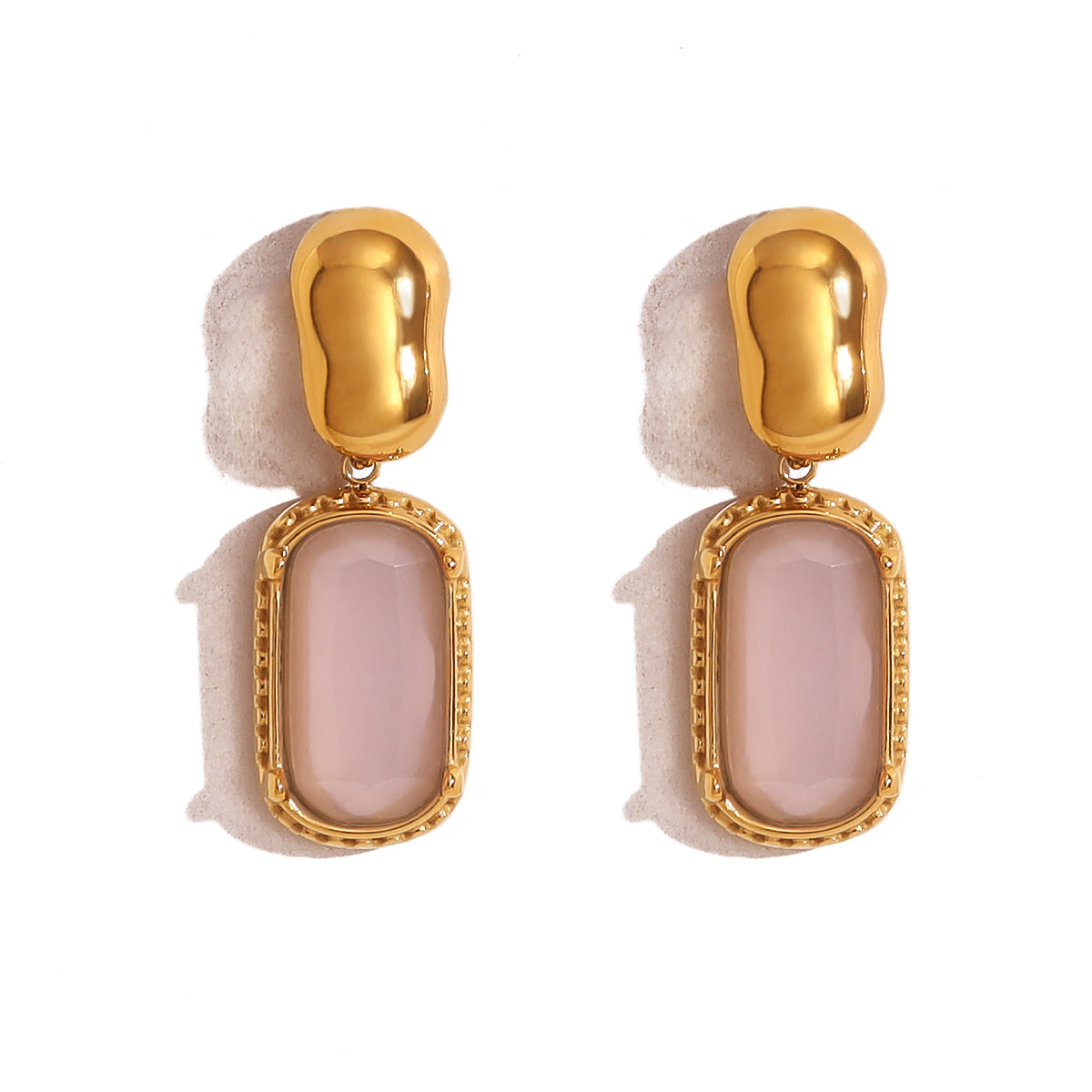 Matte Blush Gem Drop Earrings