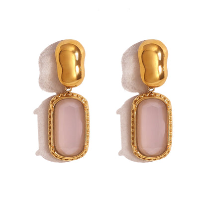 Matte Blush Gem Drop Earrings