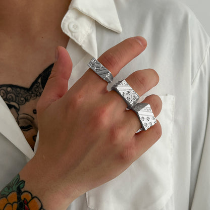 3pc Chunky Vintage Gold Ring Set