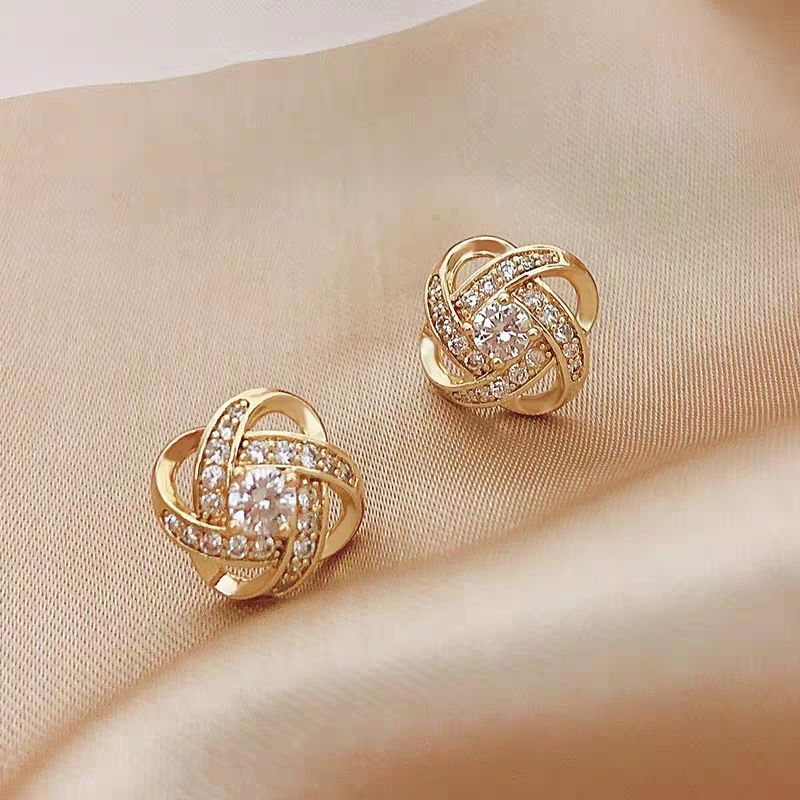 Crystal Knot Stud Earrings