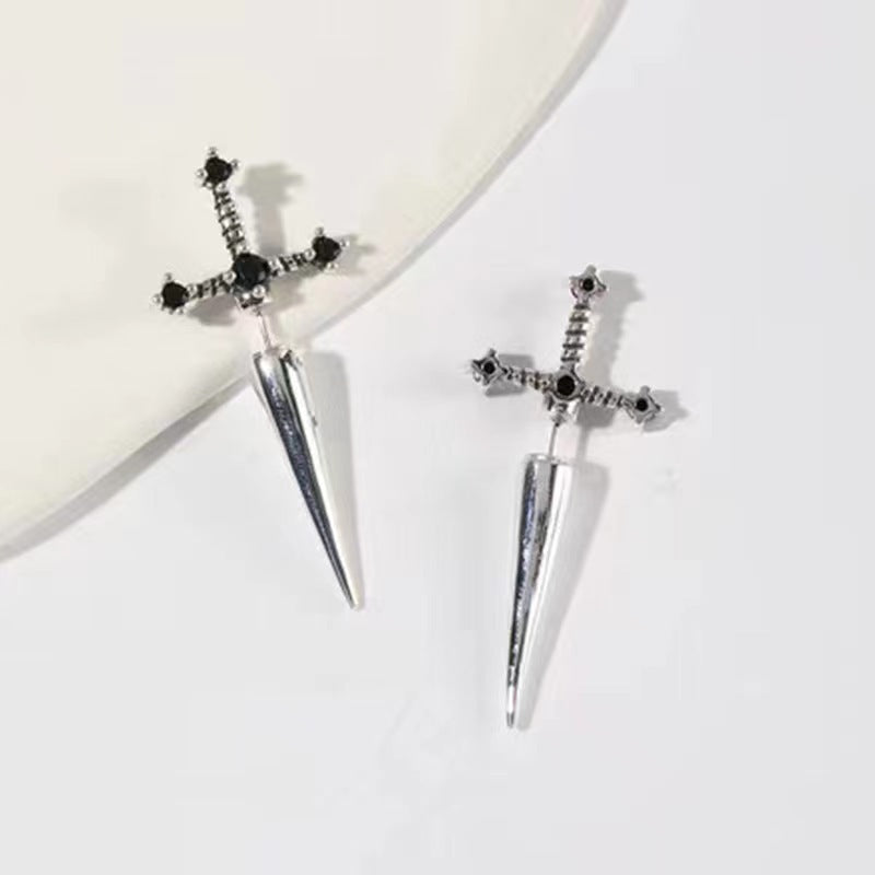 Gem Sword Stud Earrings