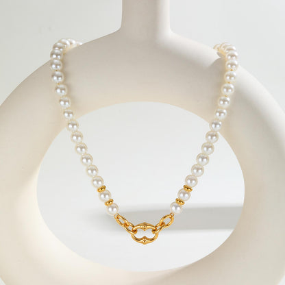 Pearl Chain Toggle Clasp Necklace