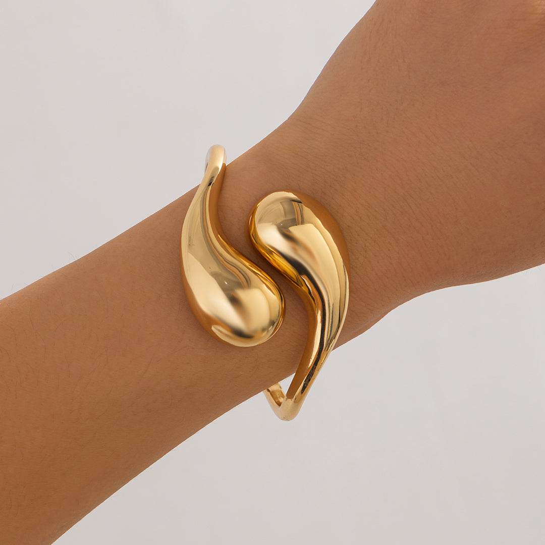 Bold Teardrop Metal Cuff Bracelet