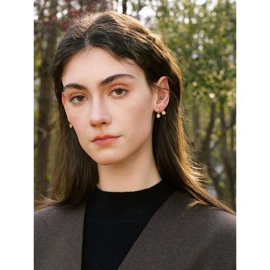 Cherry Heart Crystal Stud Earrings