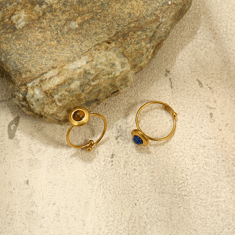 Round Tiger Eye Accent Ring