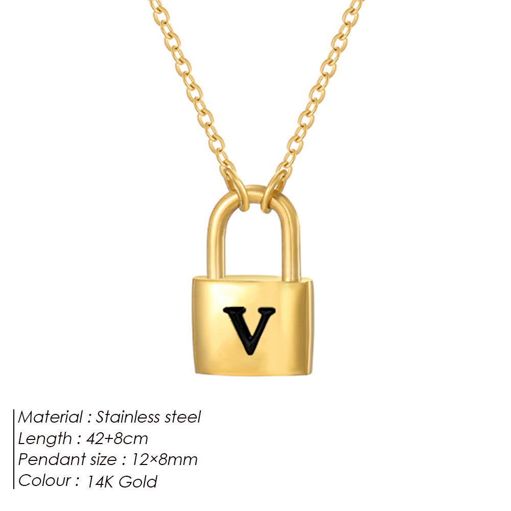 Initial Padlock Pendant Necklace