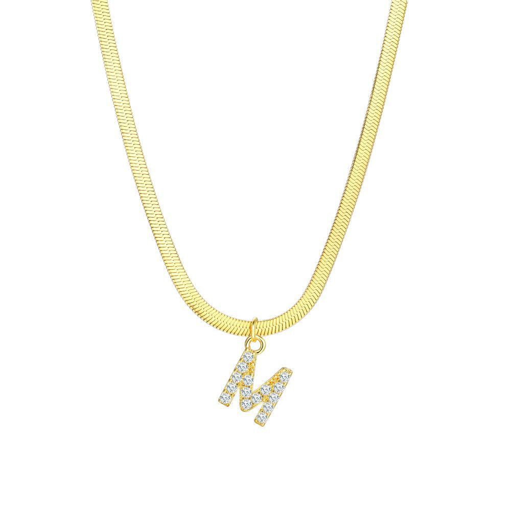 Gold Snake Chain Initial Necklace