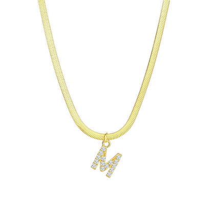Gold Snake Chain Initial Necklace