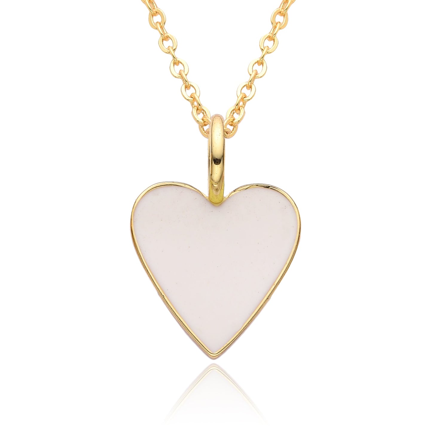Gold Enamel Heart Pendant Necklace