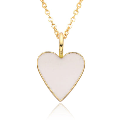 Gold Enamel Heart Pendant Necklace