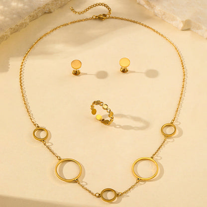 3pc Geometric Circle Jewelry Set