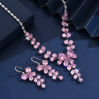 3pc Floral Leaf Zircon Jewelry Set