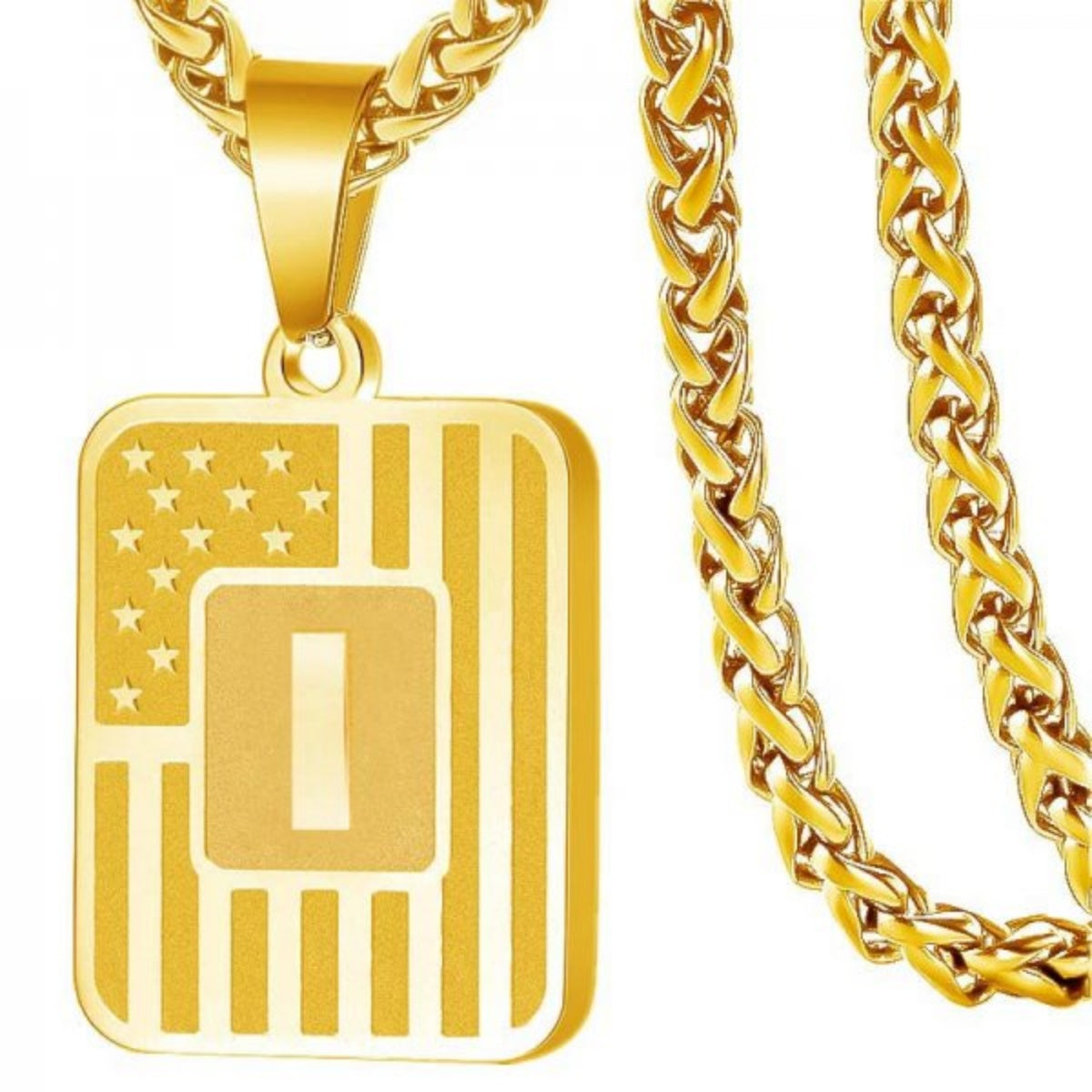 Initial Block Pendant Necklace