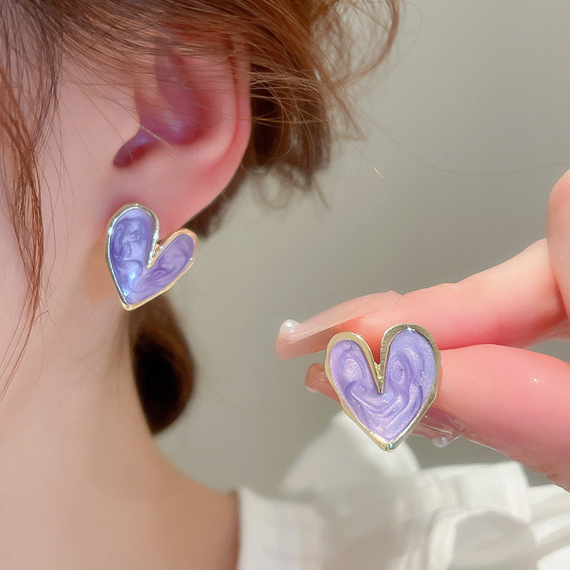 Glitter Heart Stud Earrings