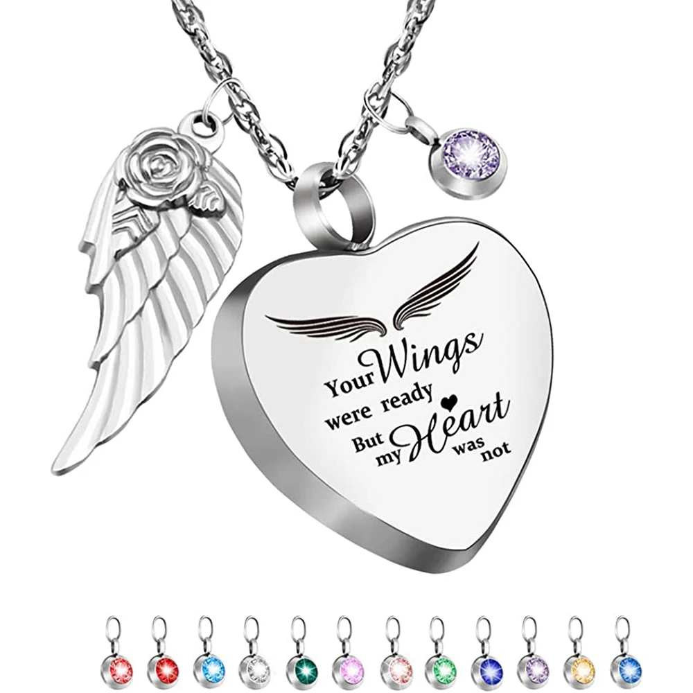 Heart Urn Birthstone Necklace