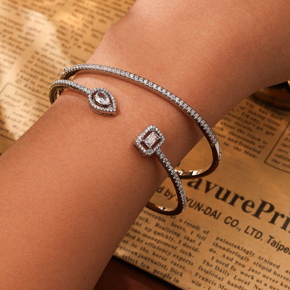 2pc Elegant Zircon Gold Bangle Set