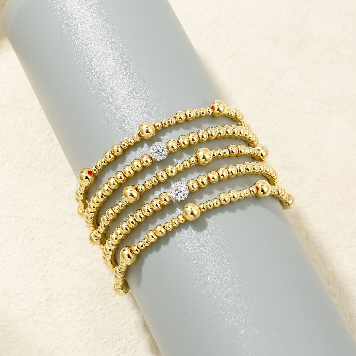 6pc Beaded Crystal Accent Bracelet Set