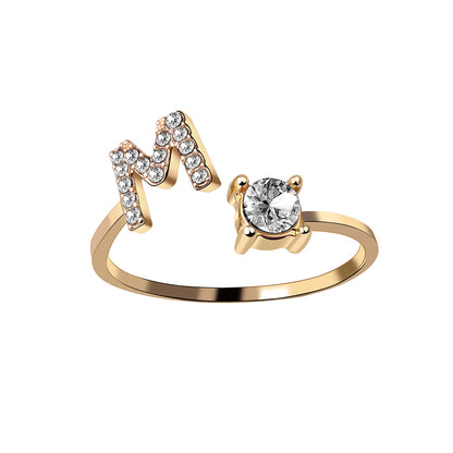Crystal Initial Open Ring