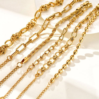 6pc Textured Gold Chain Bracelet Set