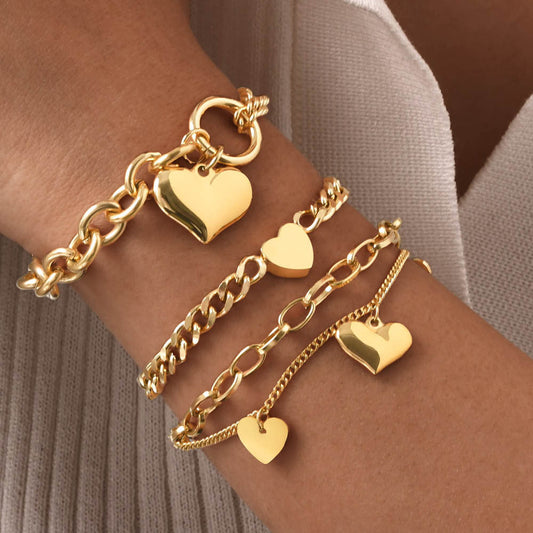 Vintage Heart Charm Bracelet