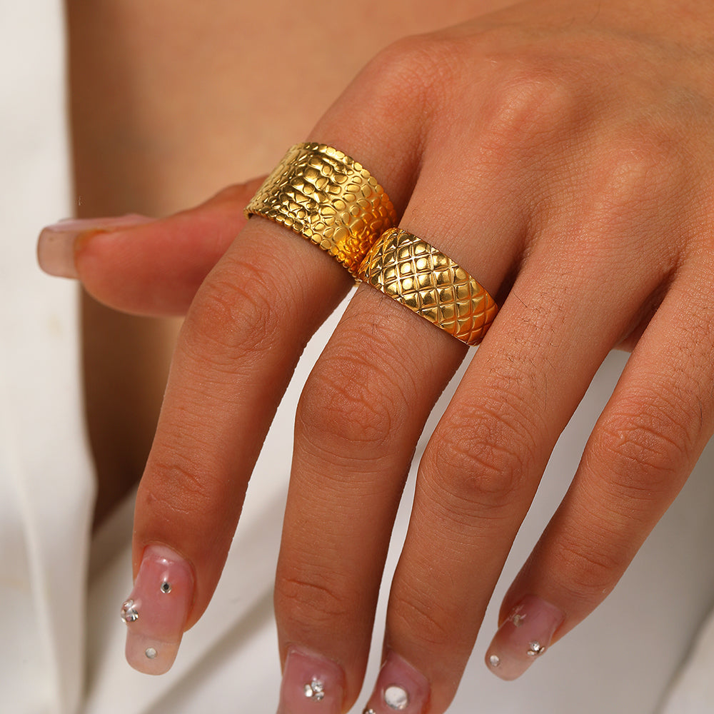 Textured Gold Statement Ring Set