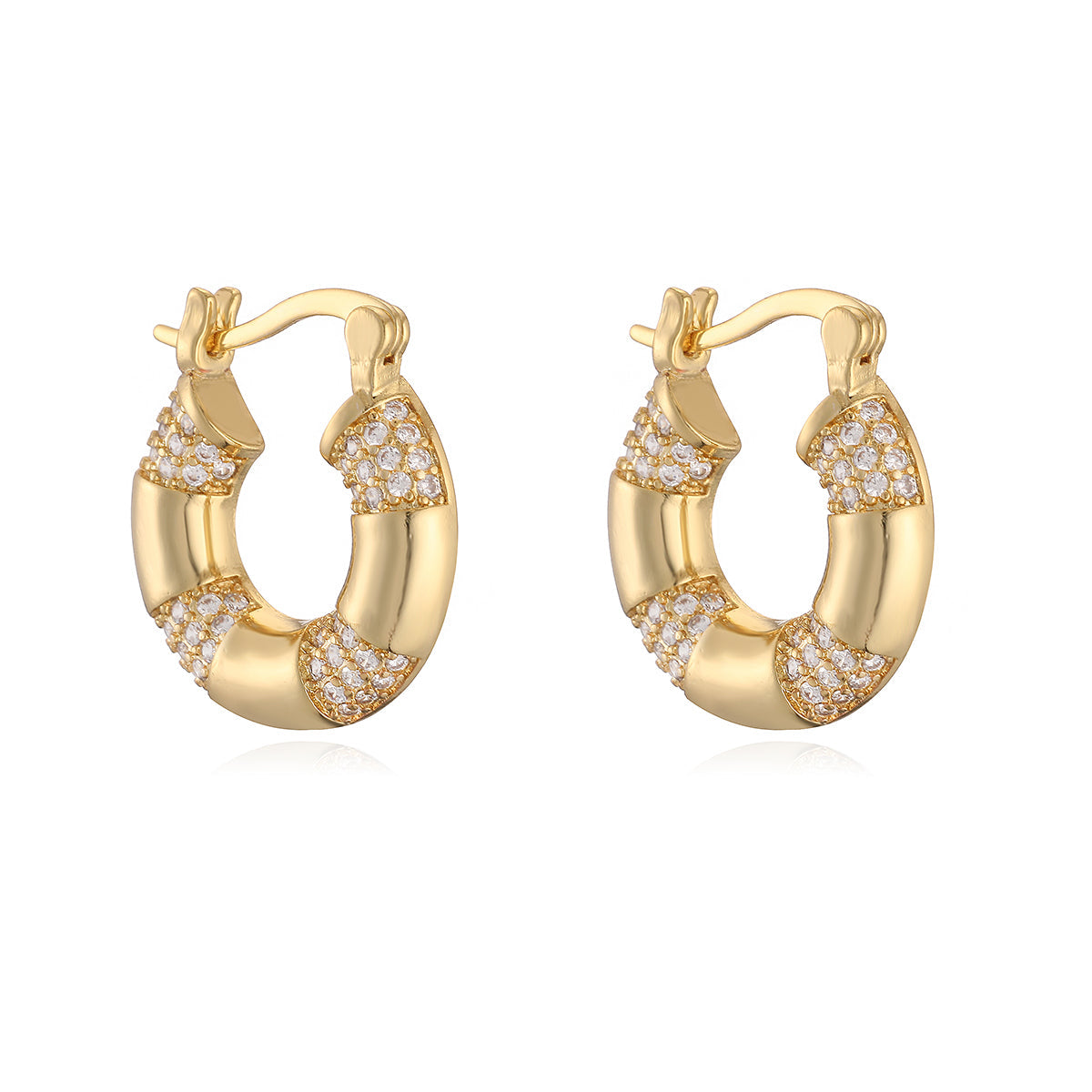 Chunky Crystal Accent Hoop Earrings