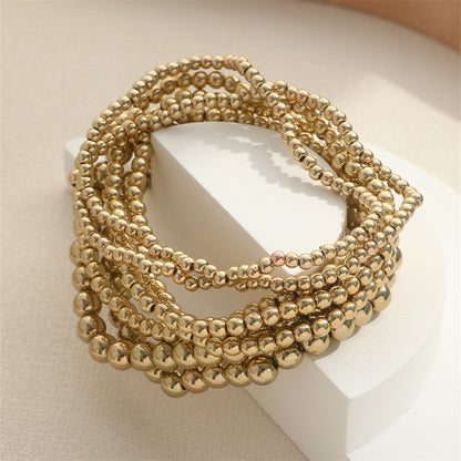 Beaded Gold Charm Elastic Bracelet