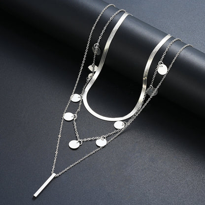 3pc Minimalist Disc & Bar Layered Necklace
