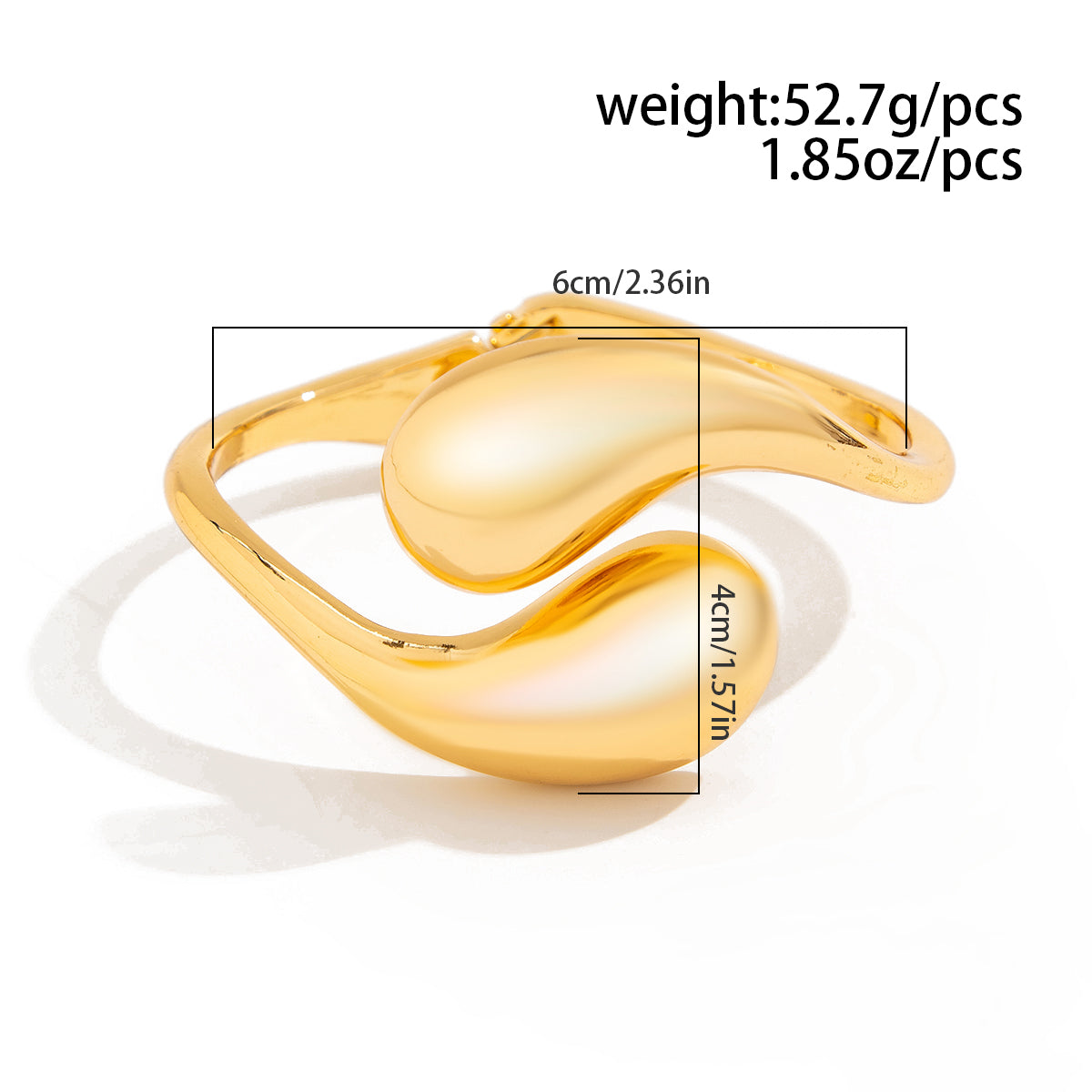 Bold Teardrop Metal Cuff Bracelet