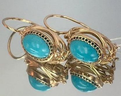 Turquoise Oval Drop Earrings