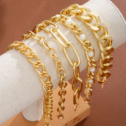 5pc Chunky Chain Bracelet Set