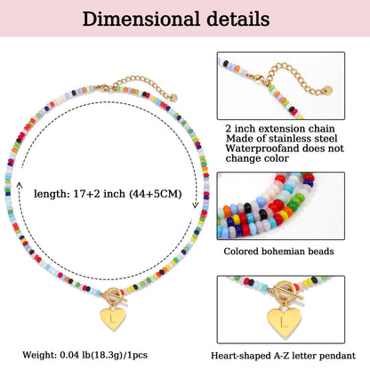 Beaded Heart Initial Pendant Necklace