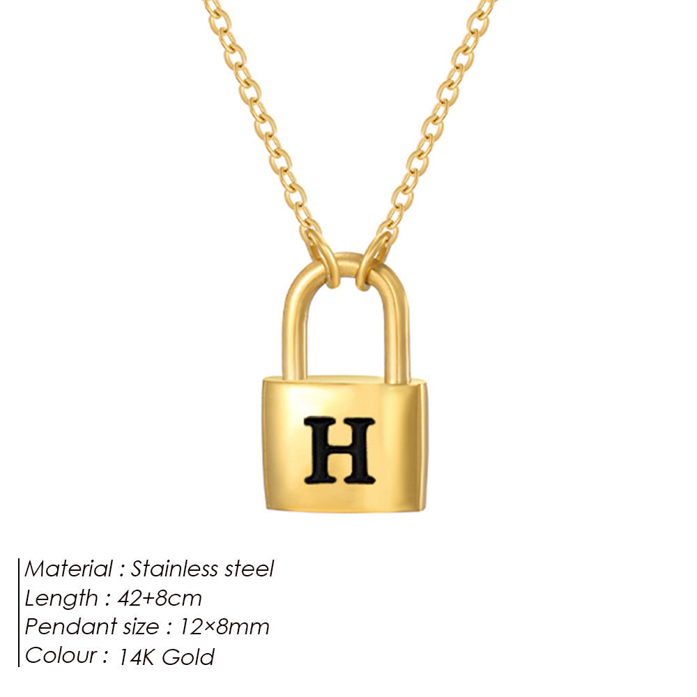 Initial Padlock Pendant Necklace