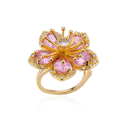 Gold Floral Adjustable Ring