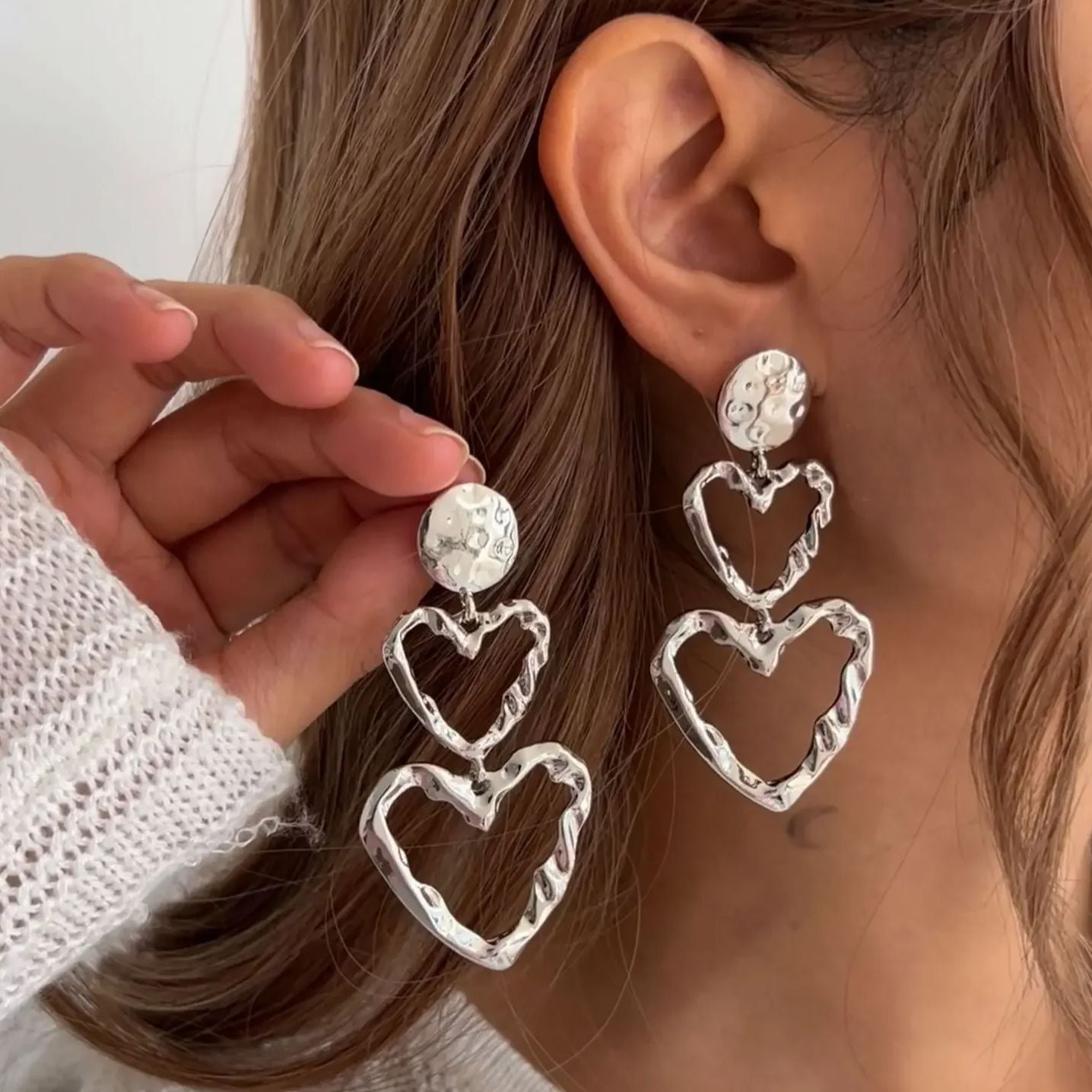 Punk Heart Tassel Stud Earrings