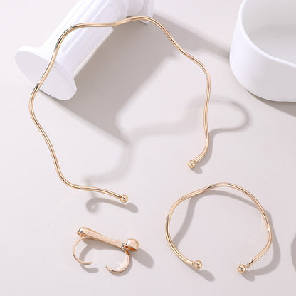 Geometric Necklace, Bracelet & Ring Set