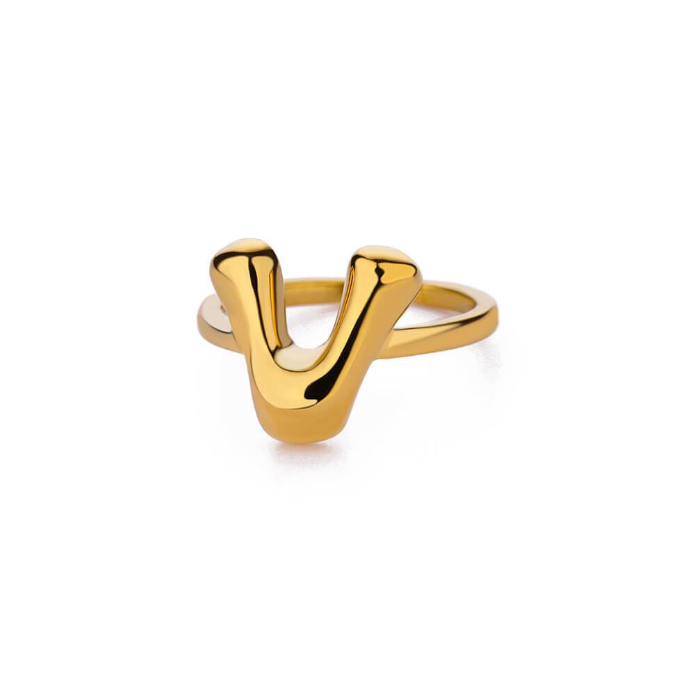 Gold Initial Statement Ring