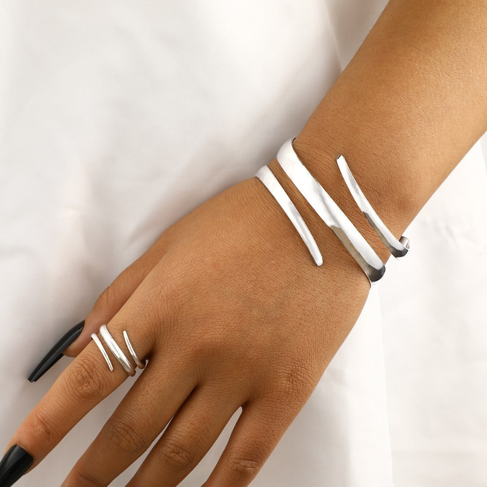 2pc Wrap Statement Bracelet & Ring Set