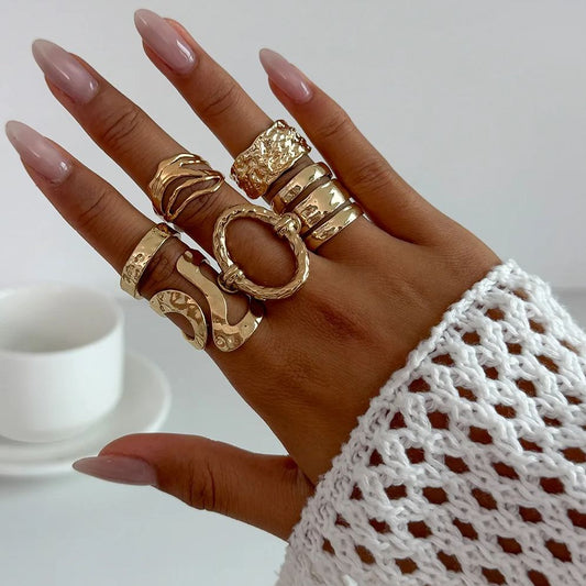 6pc Vintage Hollow Ring Set