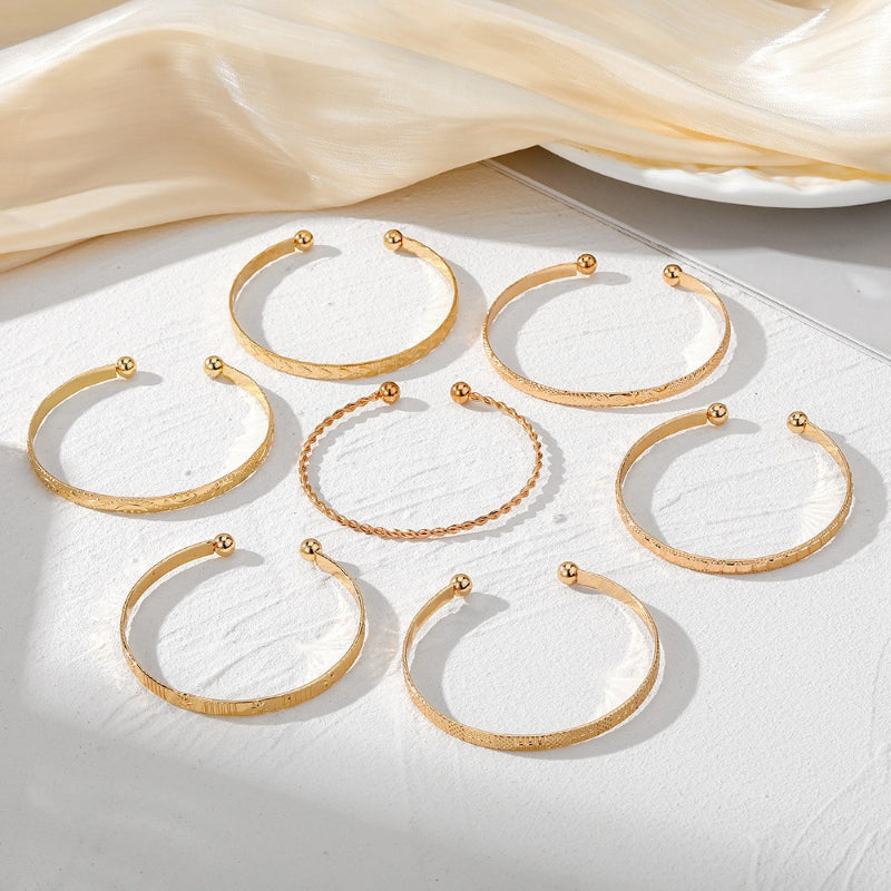 8pc Vintage Etched Bangle Bracelet Set