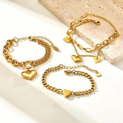 Vintage Heart Charm Bracelet