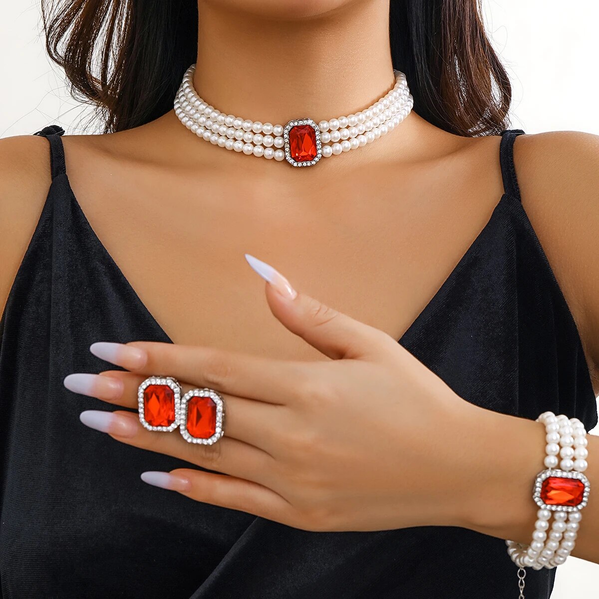 3pc Pearl Crystal Set