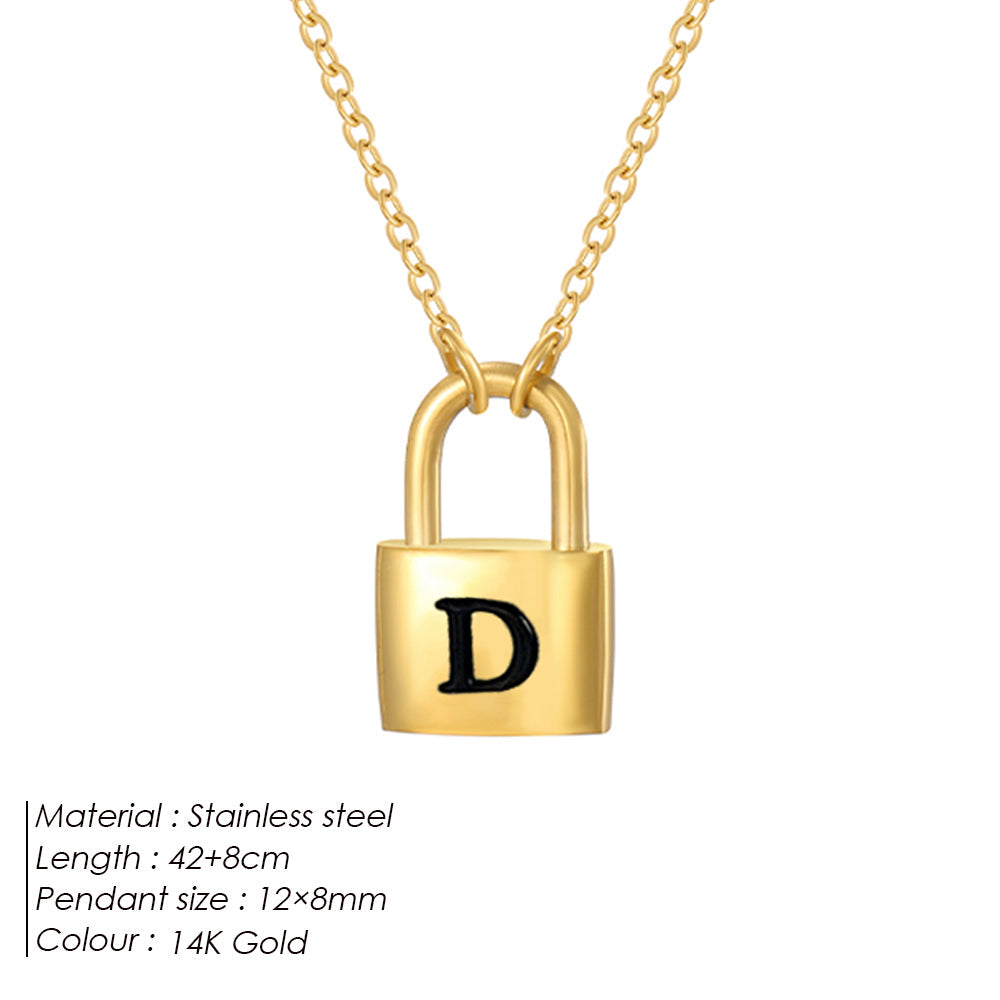 Initial Padlock Pendant Necklace