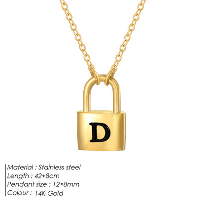 Initial Padlock Pendant Necklace