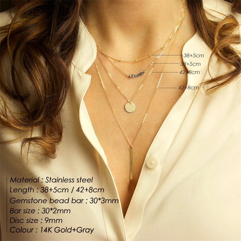 4pc Gold Layered Pendant Necklace Set