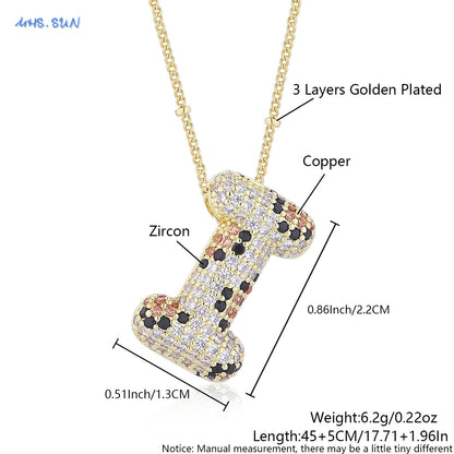 Leopard Print Bling Initial Pendant Necklace